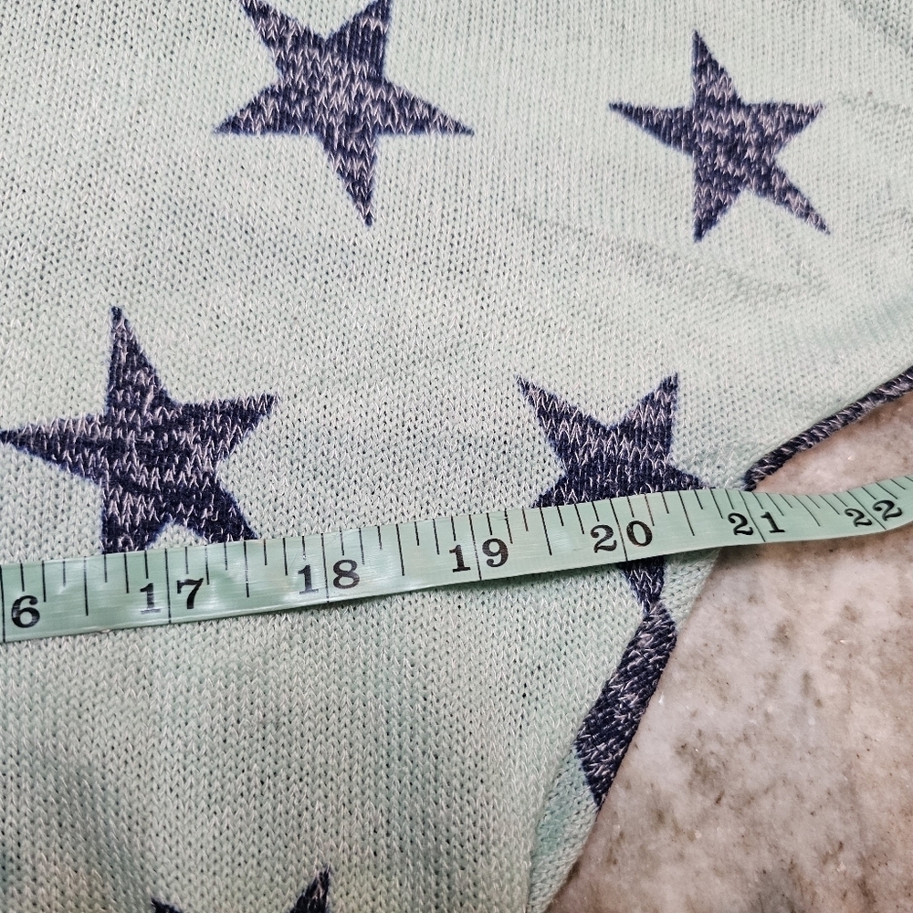 Rue21 Star Print Lightweight Knit Top Mint Green High Low Hem Short Sleeve L - Picture 4 of 6
